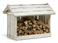 Kaminholzregal Holz 150x55x120 cm - weiß - rustikaler Stil mit Schutzdach