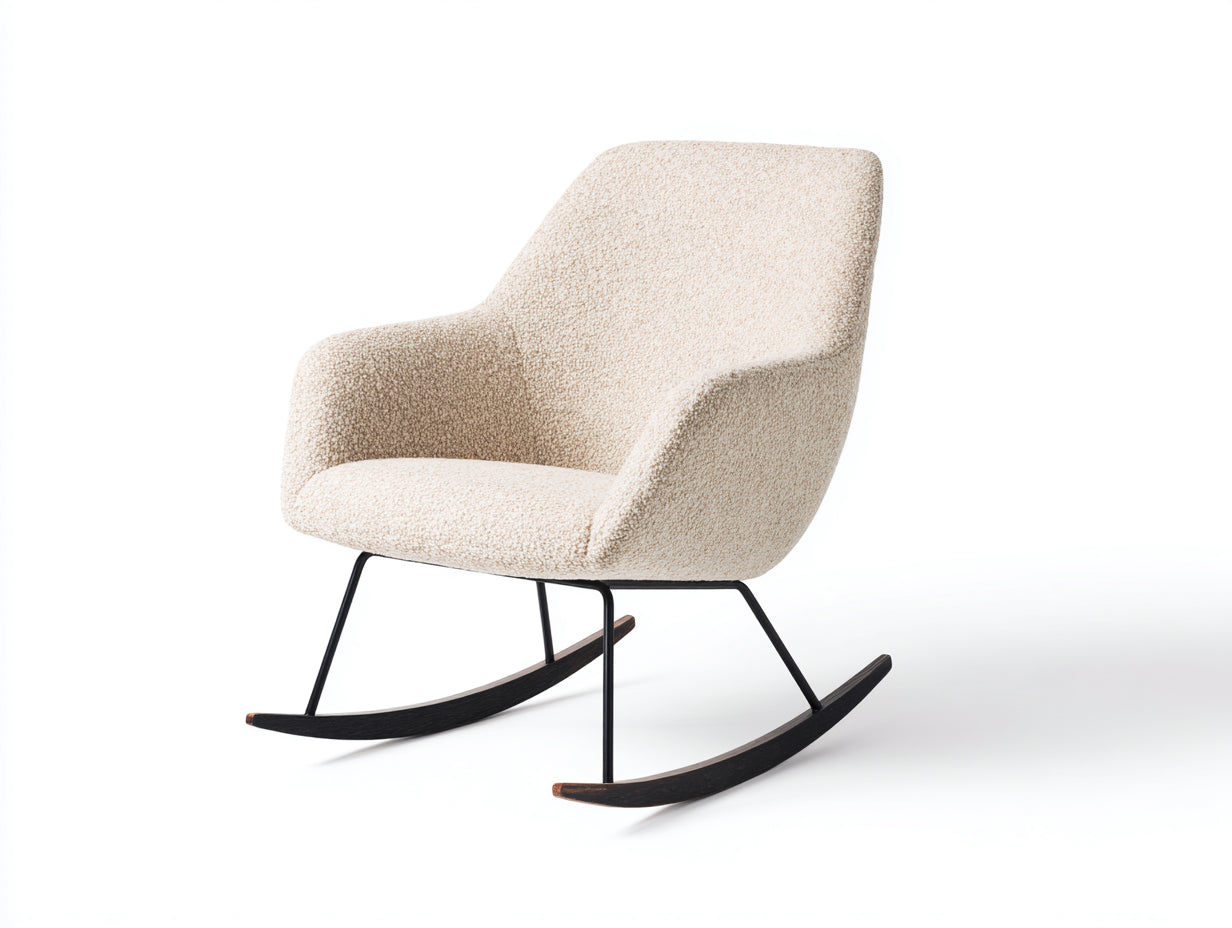 Schaukelstühle Teddy Stoff 82x76x92 cm - Creme-Schwarz - moderner Wohnzimmersessel