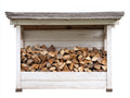 Kaminholzregal Holz 180x55x145 cm Weiß-Grau - Rustikale Lagerung mit Schutzdach