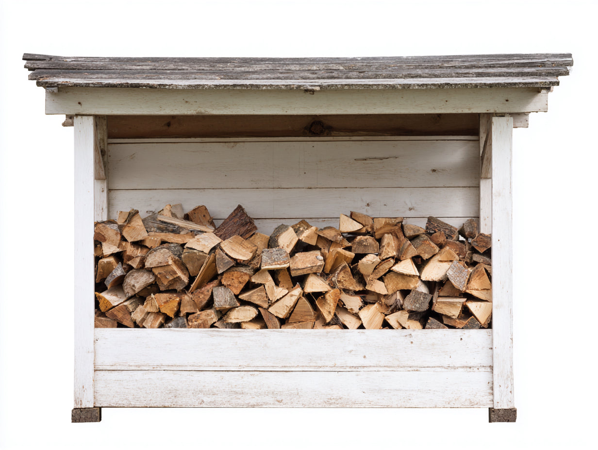 Kaminholzregal Holz 180x55x145 cm Weiß-Grau - Rustikale Lagerung mit Schutzdach