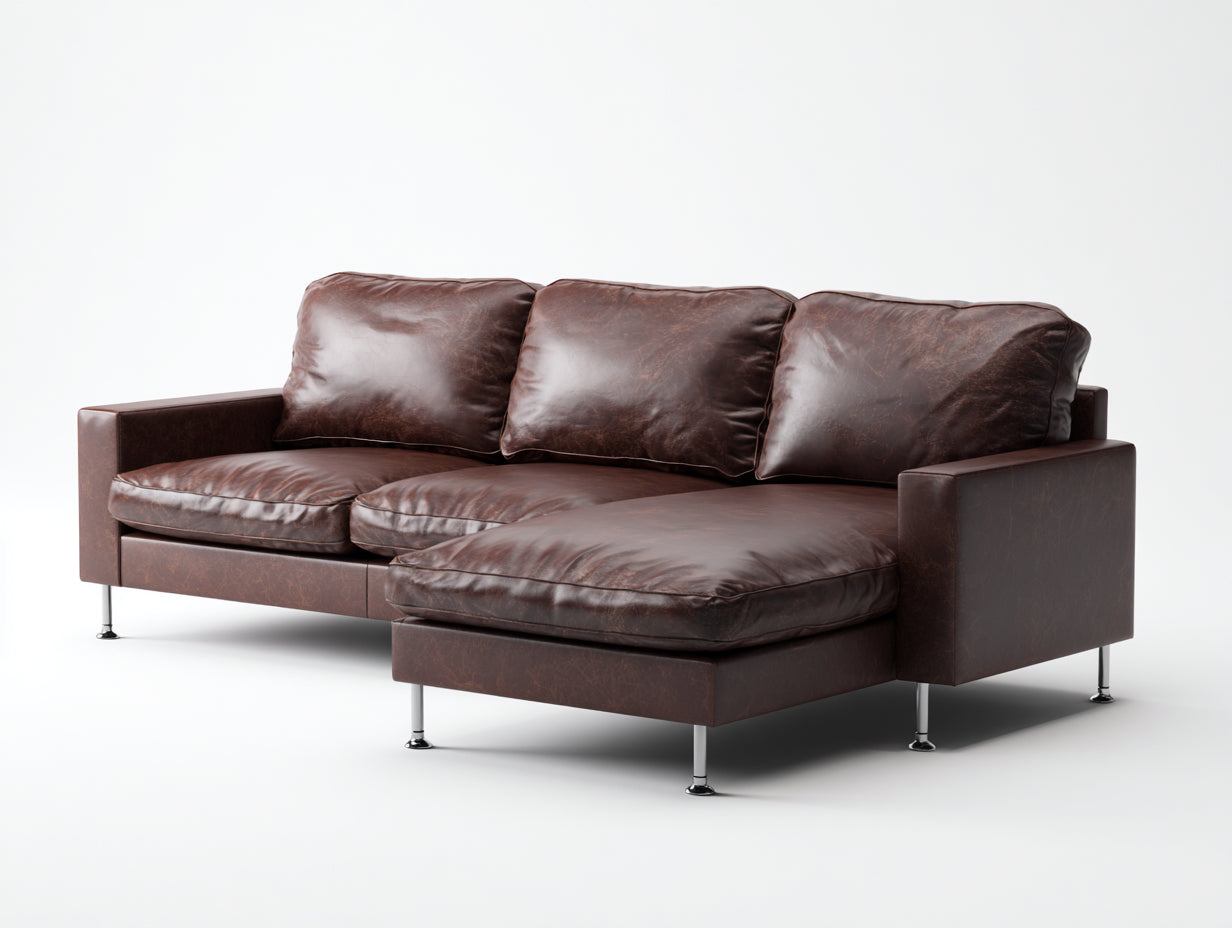 Ecksofa in Lederoptik 270 x 170 x 85 cm - Dunkelbraun - modern für Wohnzimmer