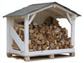 Kaminholzregal Holz 230x105x185 cm - Weiß-Grau - überdachtes Holzlager für Garten und Hof