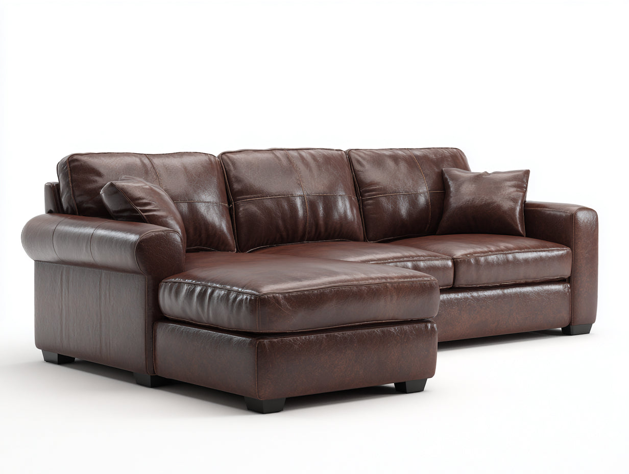 Ecksofa 260x165x88 cm - Kunstleder in Dunkelbraun - moderner Wohnstil
