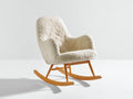 Schaukelstuhl Teddy-Stoff Holzgestell 78x68x95 cm - Beige - Modernes Wohnzimmerdesign