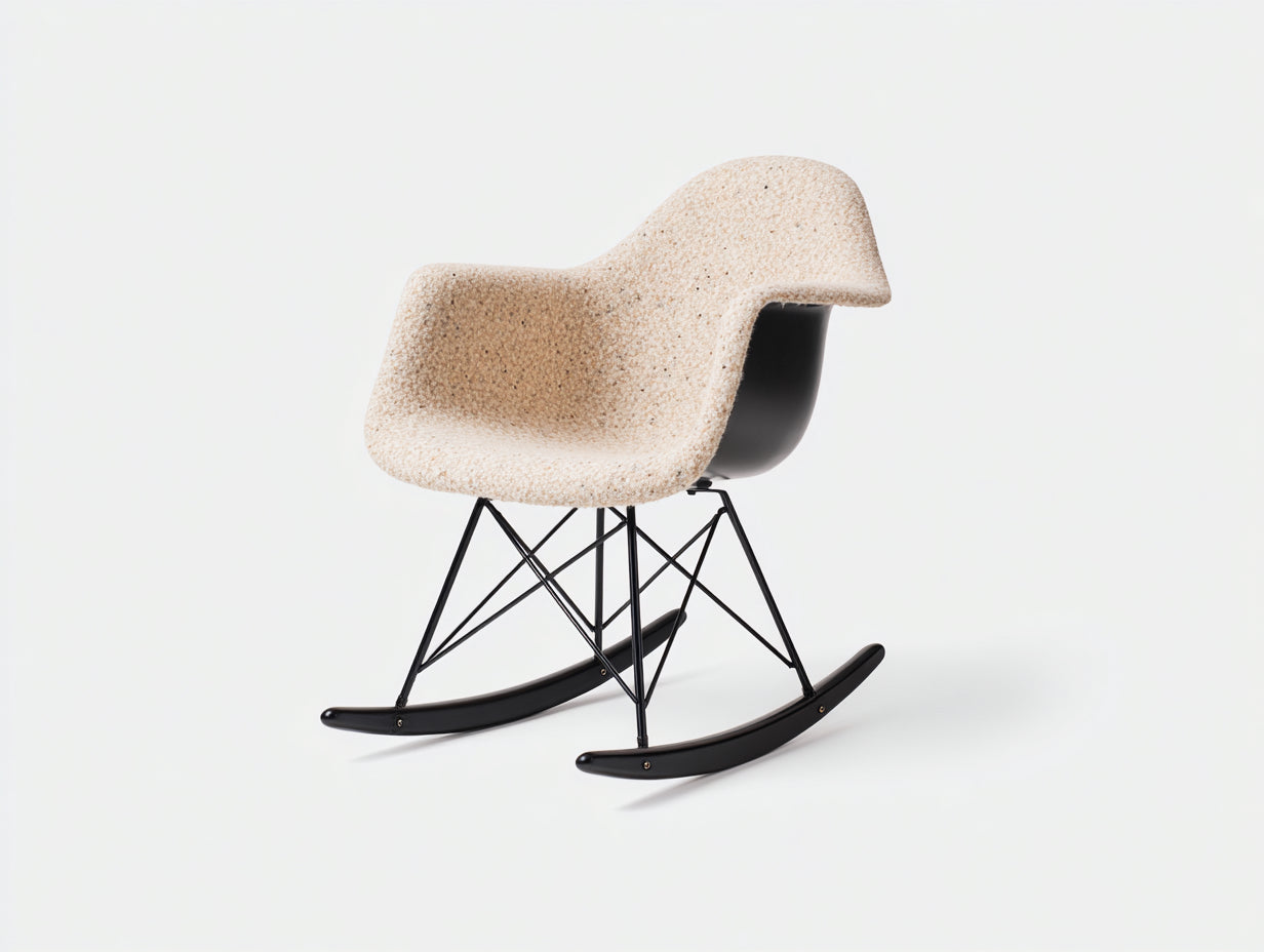 Schaukelstühle aus Stoff und Metall 70 x 82 x 78 cm - Creme-Schwarz - modern für Wohnzimmer