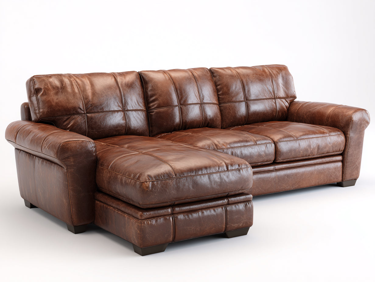 Ecksofa Lederoptik 285x170x88 cm - braun - klassischer Wohnstil mit Chaiselongue