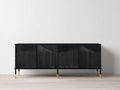 Dielenschränke Holz 180x40x82 cm - schwarz gold - moderner Flurschrank mit 4 Türen