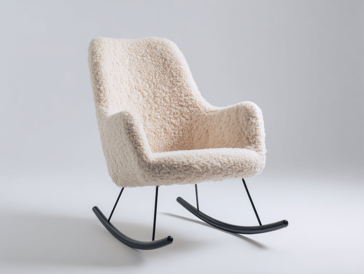 Schaukelstühle Teddy Stoff 78x72x96 cm - Creme-Schwarz - moderner Wohnzimmersessel