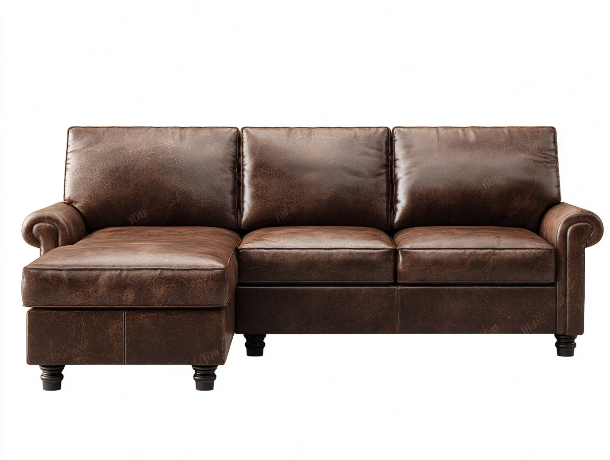Ecksofa in Lederoptik 275 x 178 x 88 cm - Dunkelbraun - klassisch für Wohnzimmer