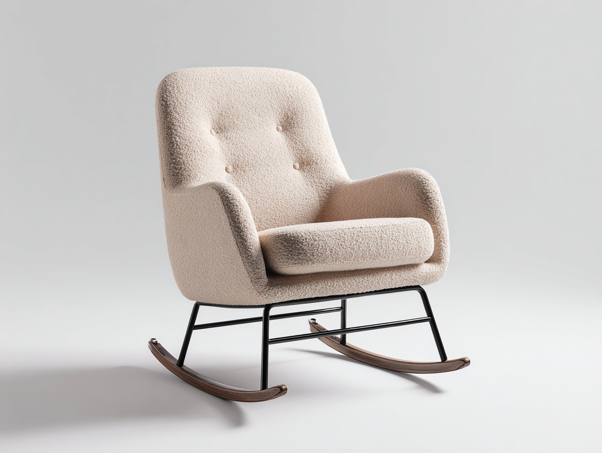 Schaukelstühle Bouclé 78x92x98 cm Beige-Schwarz - Modernes Design mit Kufen