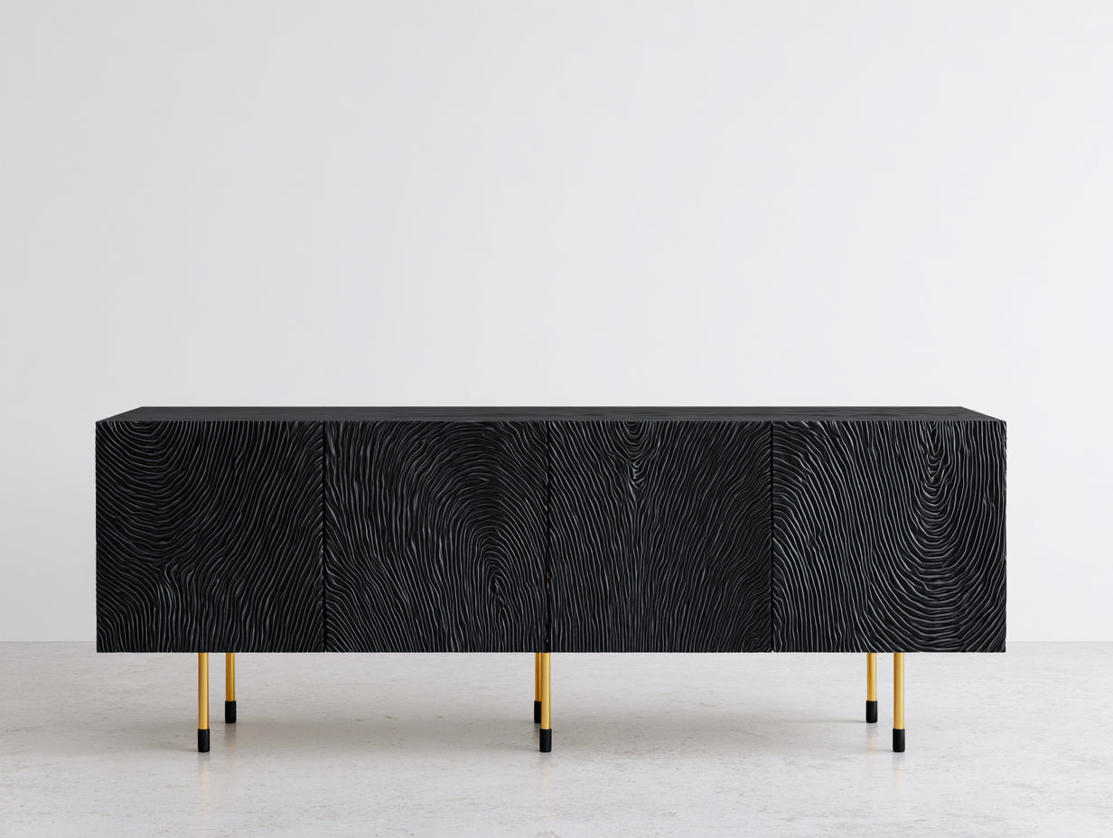 Dielenschränke aus Holz 180 x 40 x 80 cm - Schwarz-Gold - modern für Flur
