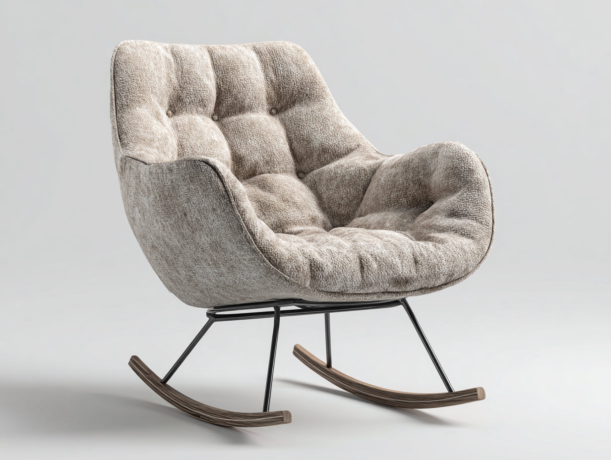 Schaukelstühle Stoff 82x95x96 cm Beige-Schwarz - Modernes Design mit Kufen