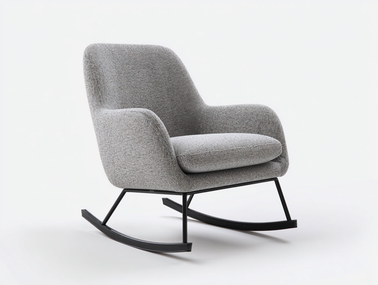 Schaukelstühle Strukturstoff grau Metallgestell 78x69x91 cm - für Wohnzimmer - modernes Design