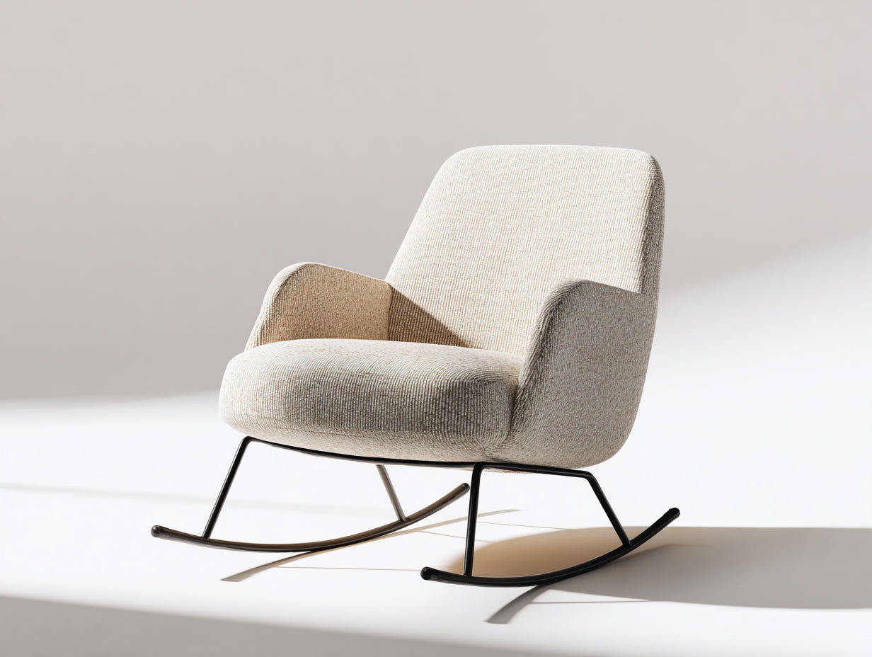 Schaukelstühle Cordstoff beige Metallgestell 74x70x88 cm - für Wohnzimmer - modernes Design