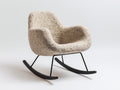 Schaukelstuhl Teddy-Stoff Metallgestell 76x66x92 cm - Beige-Schwarz - Modernes Wohnzimmerdesign