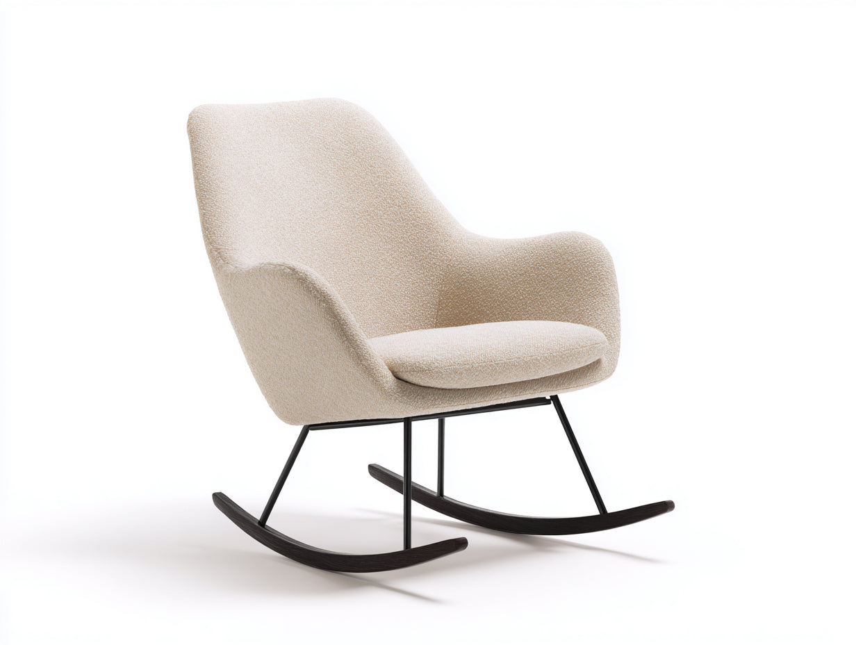 Schaukelstuhl Bouclé-Stoff Metallgestell 80x69x98 cm - Beige-Schwarz - Modernes Wohnzimmerdesign