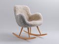 Schaukelstühle Teddy Stoff 78x92x96 cm - creme natur - skandinavischer Stil mit Holzgestell
