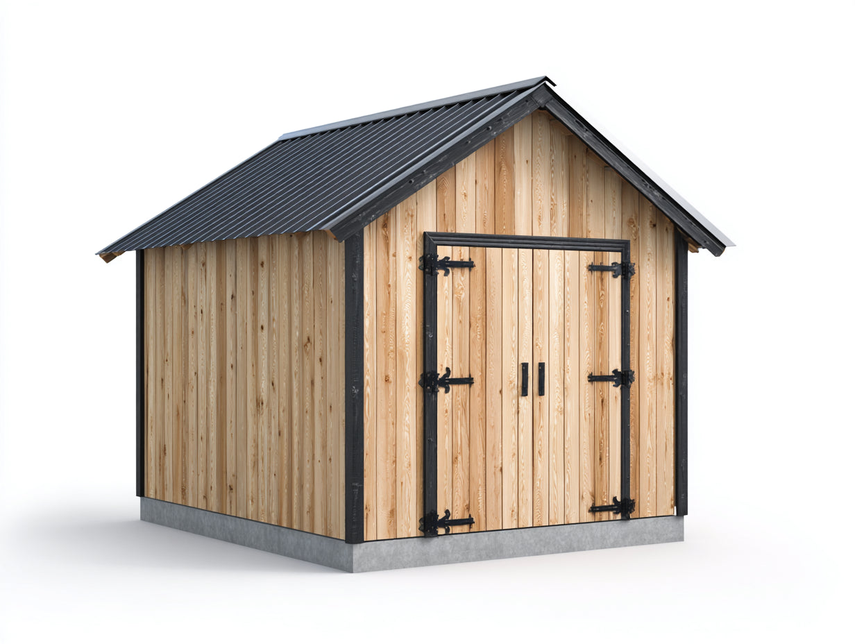 Gartenhäuser Holz 260x200x230 cm - Natur-Schwarz-Grau - Gerätehaus mit Doppeltür für Garten