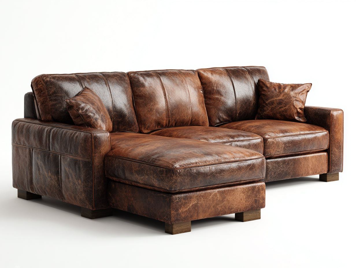 Ecksofa in Lederoptik 260 x 175 x 86 cm - Braun - modern für Wohnzimmer