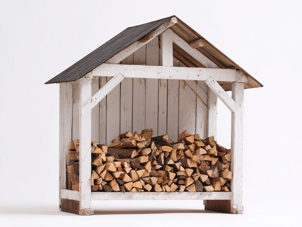 Kaminholzregal Holz 150x65x175 cm - Weiß-Braun - Rustikaler Außenbereich