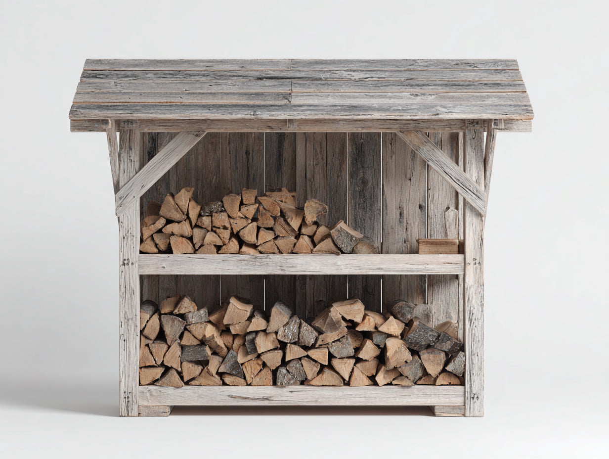 Kaminholzregal Holz 200x70x175 cm - Natur-Grau - überdachtes Holzlager für Garten und Terrasse