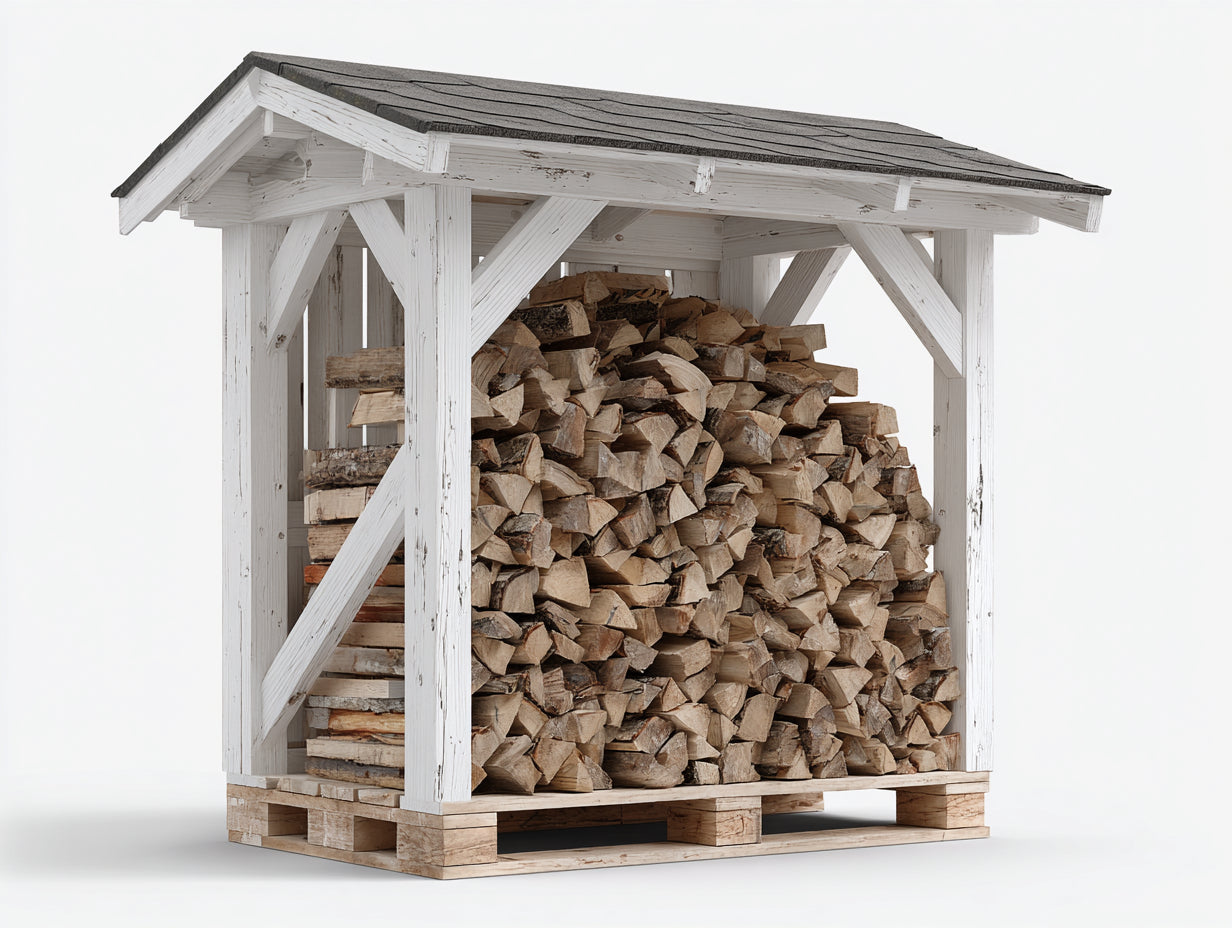 Kaminholzregal Holz weiß grau 160x62x150 cm - für Garten - rustikales Design